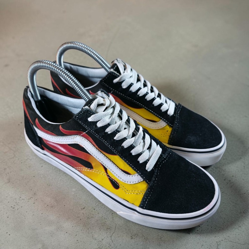 Vans Old Skool Flame Mens 7 / Womens 8.5 Black Red Yellow Skater Shoes Sneaker